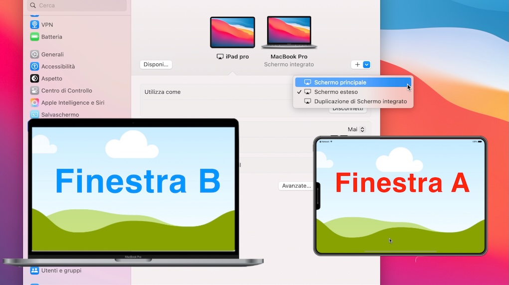 Come utilizzare due finestre diverse con il Mac e l'iPad.